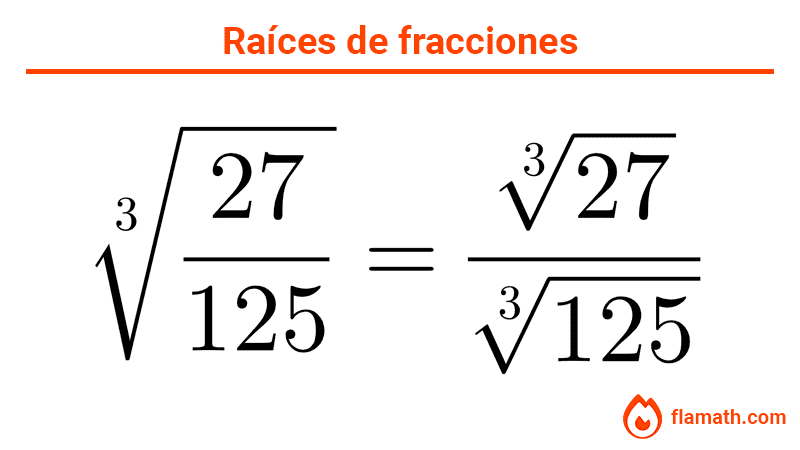 Raíz cúbica de una fracción ejemplo