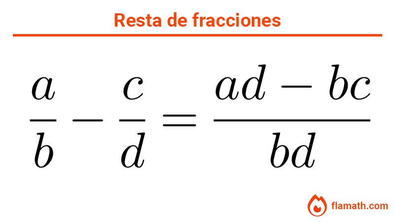 Resta de fracciones de diferente denominador fórmula