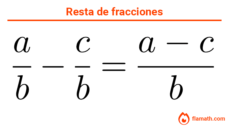 Resta de fracciones de igual denominador fórmula