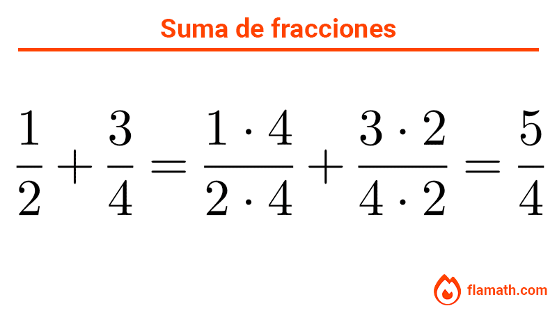 Suma de fracciones de diferente denominador ejemplo 1/2+3/4