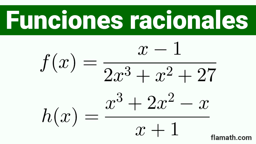 Ejemplos de funciones racionales, formulas, ecuaciones
