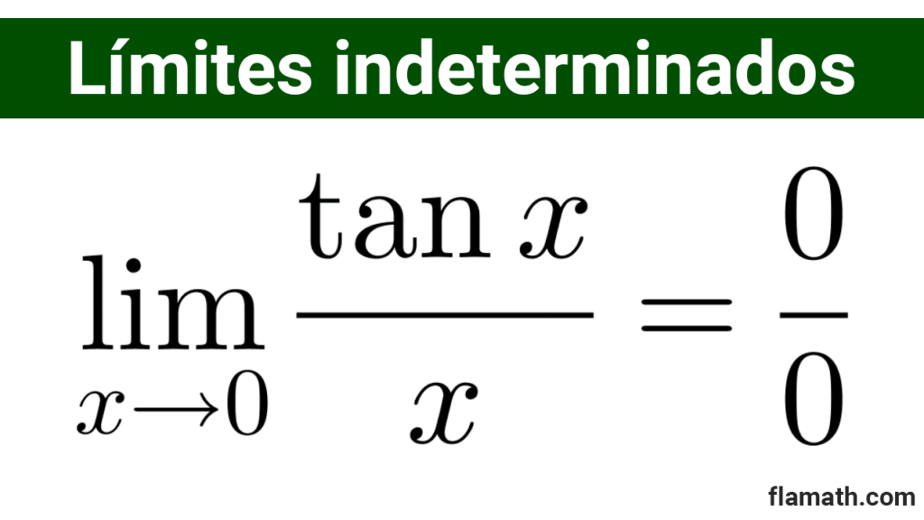 Límites de funciones trigonométricas con indeterminación cero sobre cero: tangente de x sobre x.