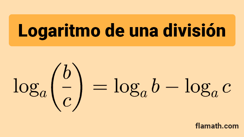 Propiedad logaritmo de una división, ley logaritmo de un cociente. Formula